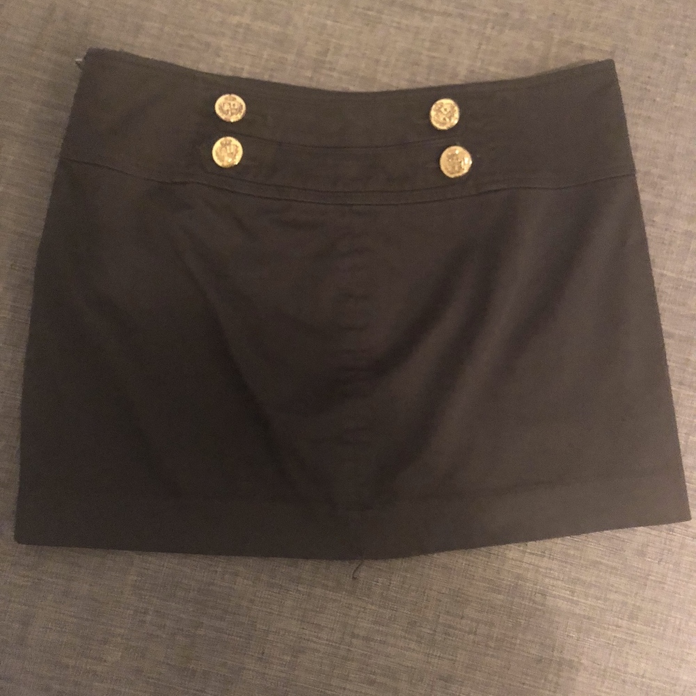Express Black Micro Mini Skirt with Gold Buttons (size 8)